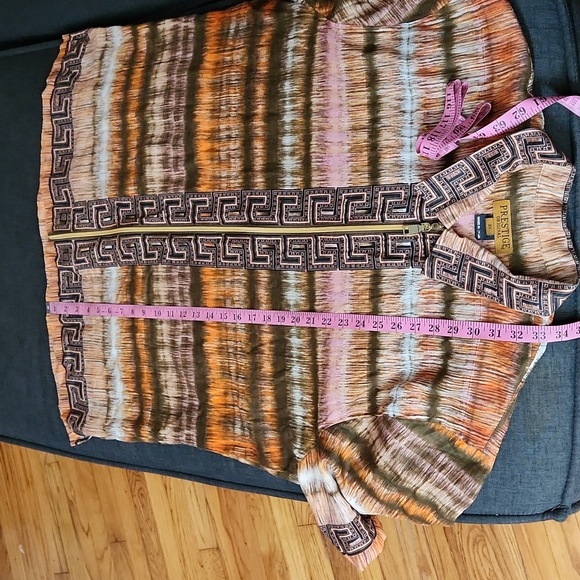 Prestige Original Greek Key100% Linen Shorts & Zip Front Short Sleeve Set Sz3XL - Picture 14 of 16